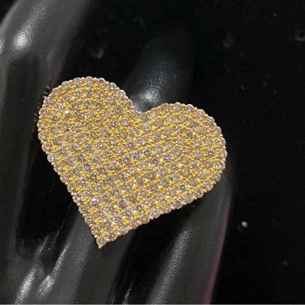 3CT Natural Diamonds Rose Gold 18K in size 6 Ring- Big Heart ring- REAL GOLD